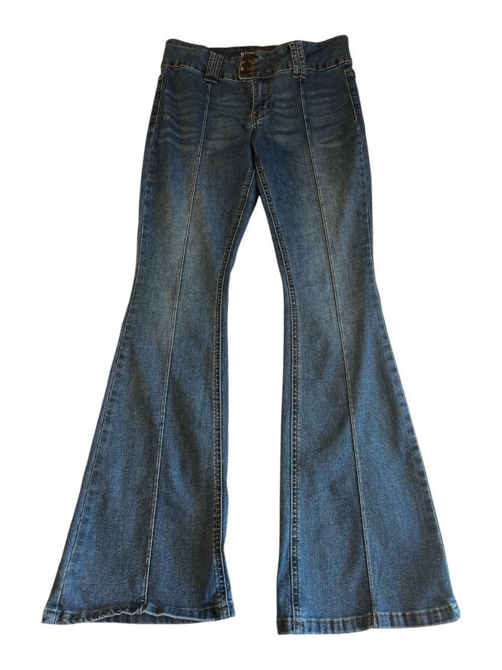 Hippie Girl Mid Rise Super Flare Stretch Blue Denim Jeans Girls Size 16 29x29